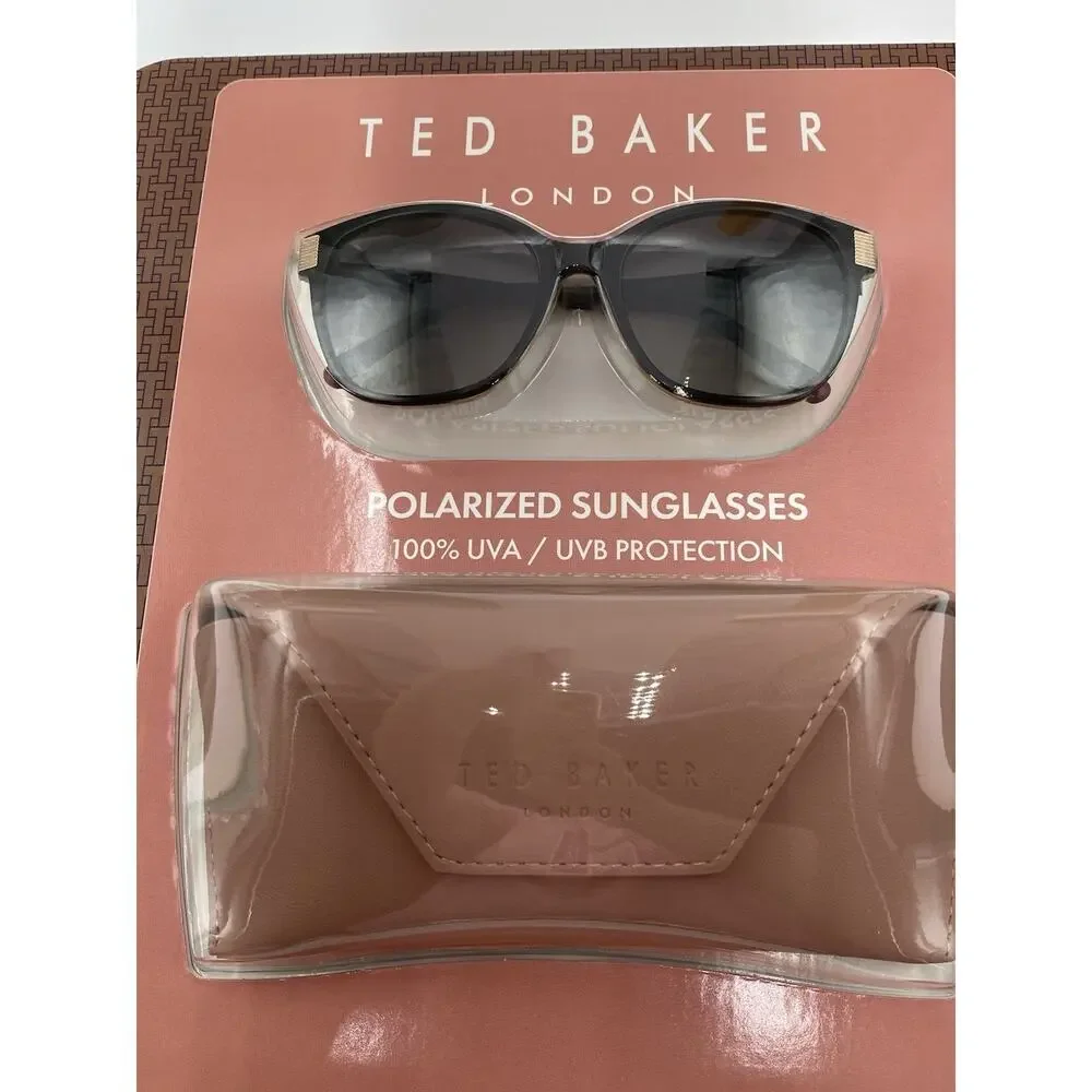 TED BAKER Womens Gold Brown Gradient Polarized Metal Aviator Sunglasses NIB
